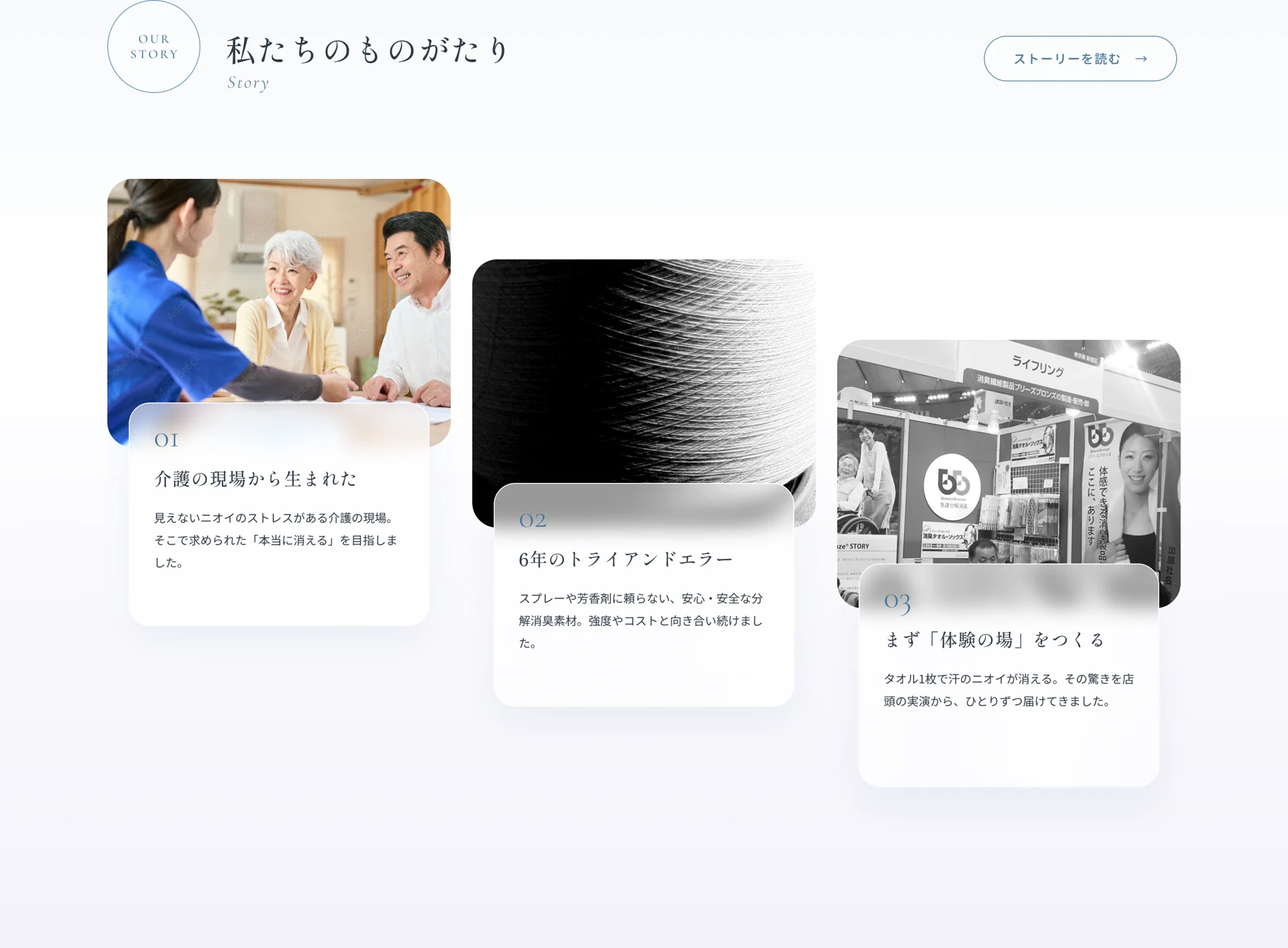 ブランド背景を段階的に伝える